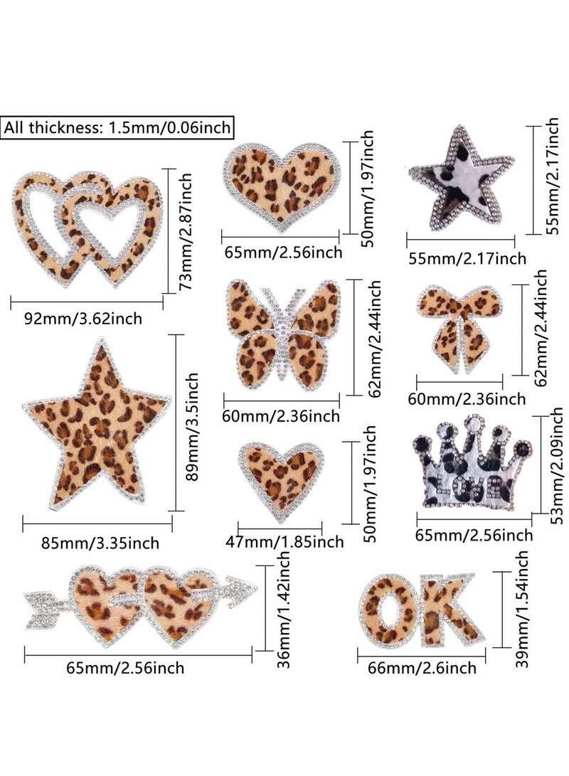 Y&D SYOSI, Leopard Rhinestone Sewing Patches, 10PCS Delicate Embroidered Patches with Different Shapes, Iron On for Decorate Clothes, Dress, Hat, Jeans - Image 2