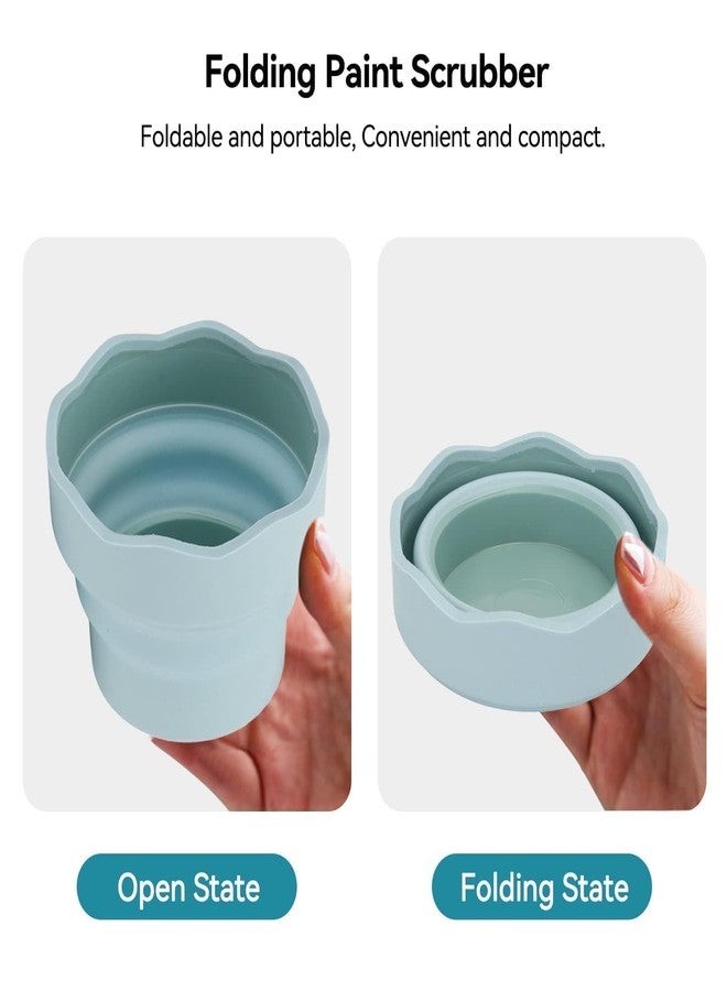 Beufee 2PCS Collapsible Paint Brush Washer, Portable Silicone Washing Bucket Brush Holder Cleaner Painting Water Cup Watercolor Water Bucket Paint Brush Rinse Cup Brush Bowl for Watercolor Oil Painting - Image 3