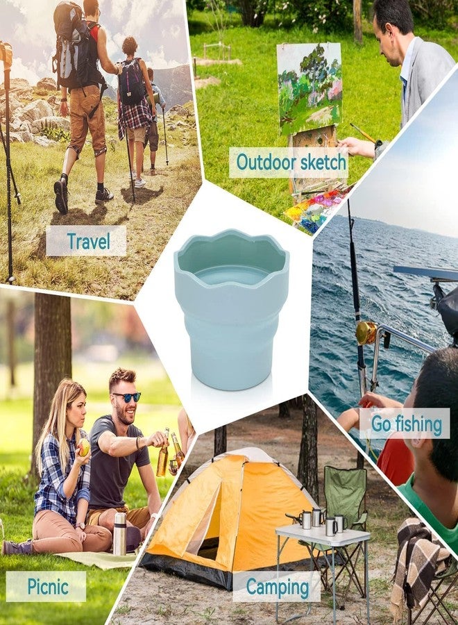 Beufee 2PCS Collapsible Paint Brush Washer, Portable Silicone Washing Bucket Brush Holder Cleaner Painting Water Cup Watercolor Water Bucket Paint Brush Rinse Cup Brush Bowl for Watercolor Oil Painting - Image 5