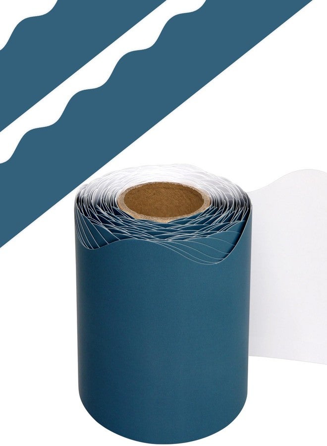 Fancy Land Slate Blue Bulletin Board Border Scalloped Border Trim for Classroom 52ft - Image 1