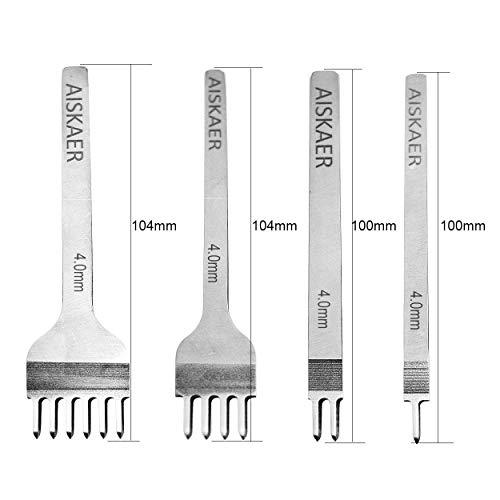 Aiskaer Leather Stitching Punch Set, Diamond Chisel Tools, 3mm White Steel 1/2/4/6 Prong for Leather Craft DIY - Image 2