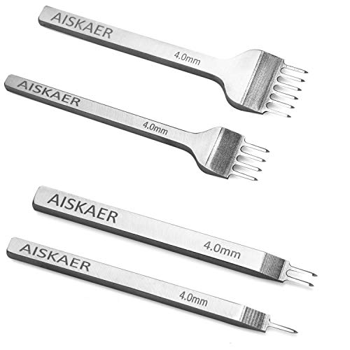Aiskaer Leather Stitching Punch Set, Diamond Chisel Tools, 3mm White Steel 1/2/4/6 Prong for Leather Craft DIY - Image 3