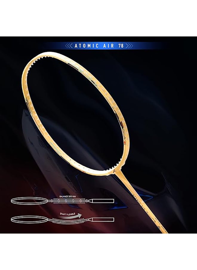 HUNDRED - Atomic Air 78 Carbon Fibre Strung Badminton Racket with Full Racket Cover  | For Intermediate Players | 78grams | Maximum String Tension - 32lbs - Image 1