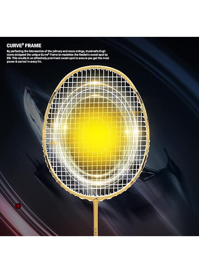 HUNDRED - Atomic Air 78 Carbon Fibre Strung Badminton Racket with Full Racket Cover  | For Intermediate Players | 78grams | Maximum String Tension - 32lbs - Image 1