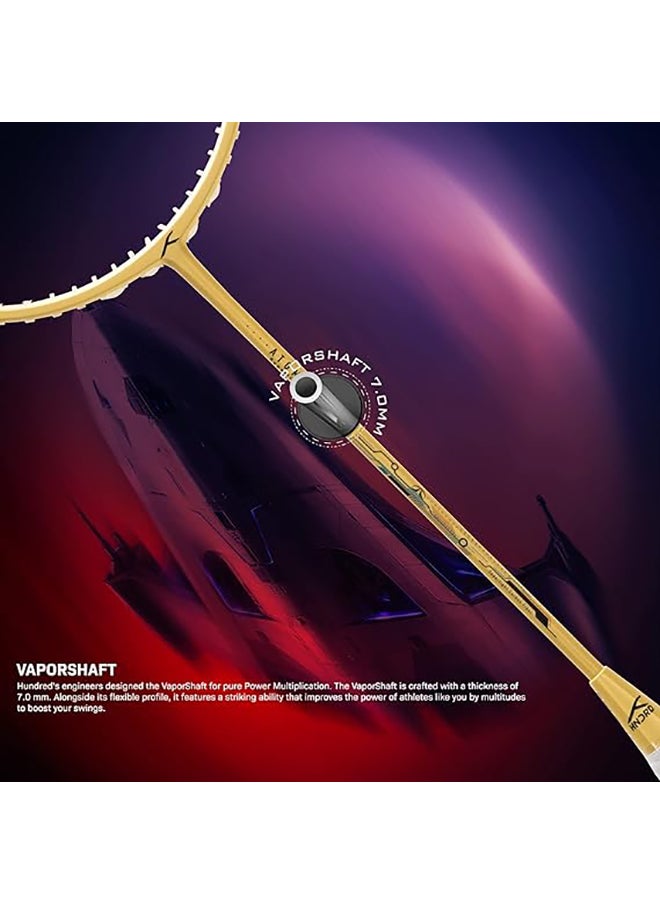 HUNDRED - Atomic Air 78 Carbon Fibre Strung Badminton Racket with Full Racket Cover  | For Intermediate Players | 78grams | Maximum String Tension - 32lbs - Image 1