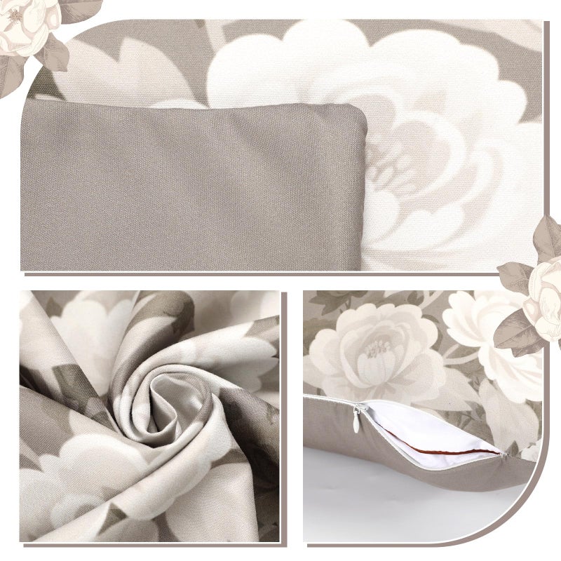 Breling 2 Pcs Taupe Floral Pillow Covers 18x18 Inch Vintage Taupe Flower Throw Pillows Spring Outdoor Decorative Farmhouse Cottage Decor Toile Cushion Case Decoration for Home Sofa Couch Living Room - Image 3
