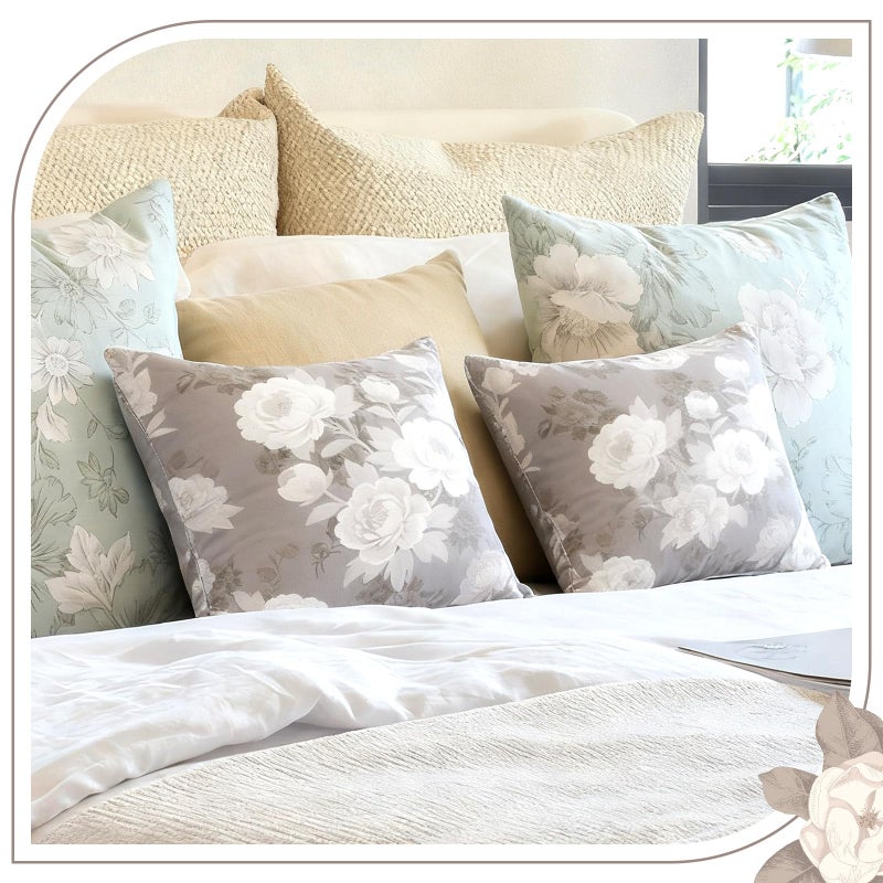 Breling 2 Pcs Taupe Floral Pillow Covers 18x18 Inch Vintage Taupe Flower Throw Pillows Spring Outdoor Decorative Farmhouse Cottage Decor Toile Cushion Case Decoration for Home Sofa Couch Living Room - Image 5