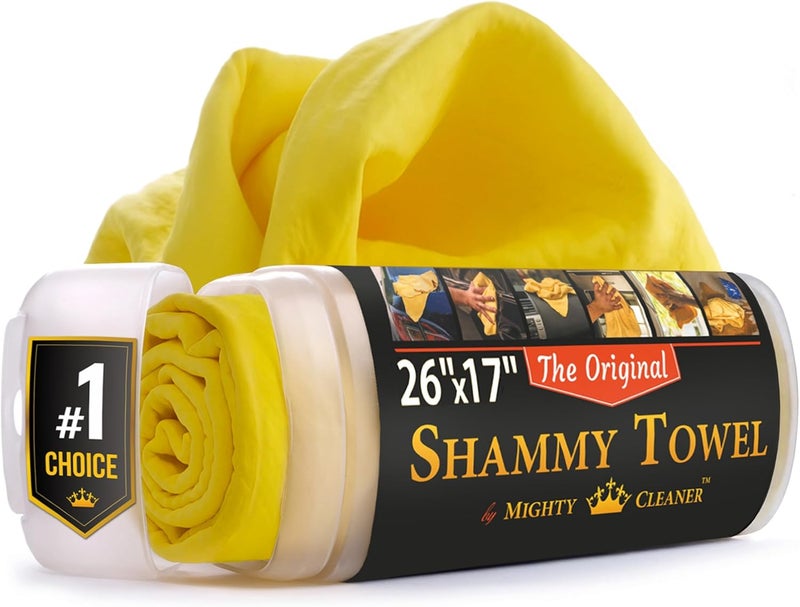 Mighty Cleaner Premium Сar Shammy Towel - 26" x 17" - Super Absorbent Chamois Cloth for Car - Original Car Drying Towel - Shammy Cloth for Car - Car Drying Shammy - Chamois Car Drying Towel - Car Wash Shammy Towel - Image 1