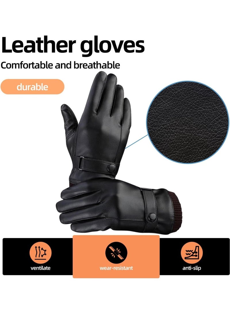 Cuken Men's Leather Motorcycle Gloves, Black – Touchscreen Winter Riding, Waterproof & Windproof - Image 5