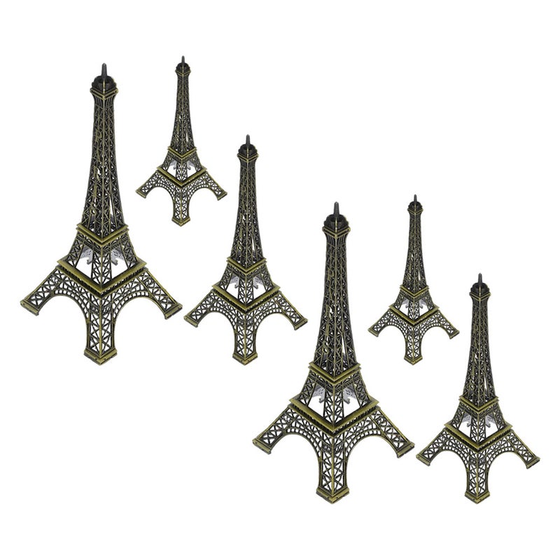 6pcs Alloy Mini Eiffel Tower Statue: Metal Eiffel Tower Figurine Vintage Desktop Ornament For Table Centerpiece Home Decoration Souvenir - Image 1