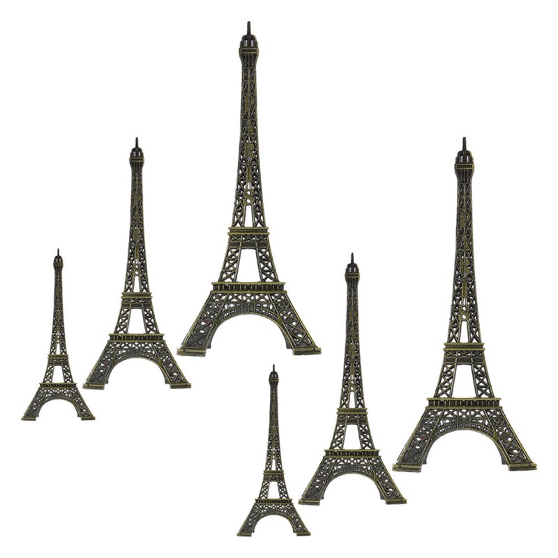 6pcs Alloy Mini Eiffel Tower Statue: Metal Eiffel Tower Figurine Vintage Desktop Ornament For Table Centerpiece Home Decoration Souvenir - Image 4