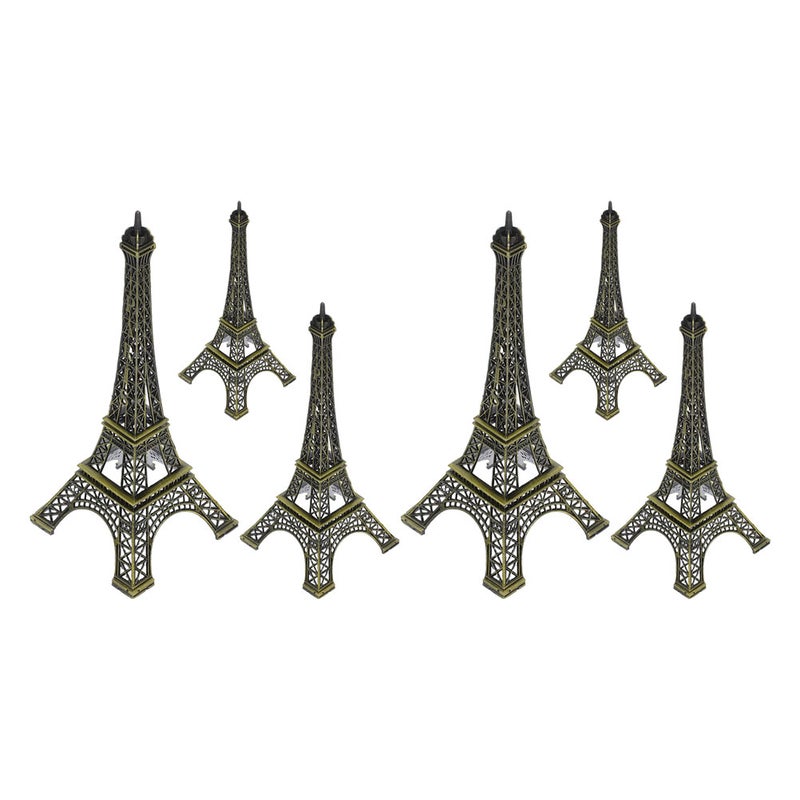 6pcs Alloy Mini Eiffel Tower Statue: Metal Eiffel Tower Figurine Vintage Desktop Ornament For Table Centerpiece Home Decoration Souvenir - Image 3