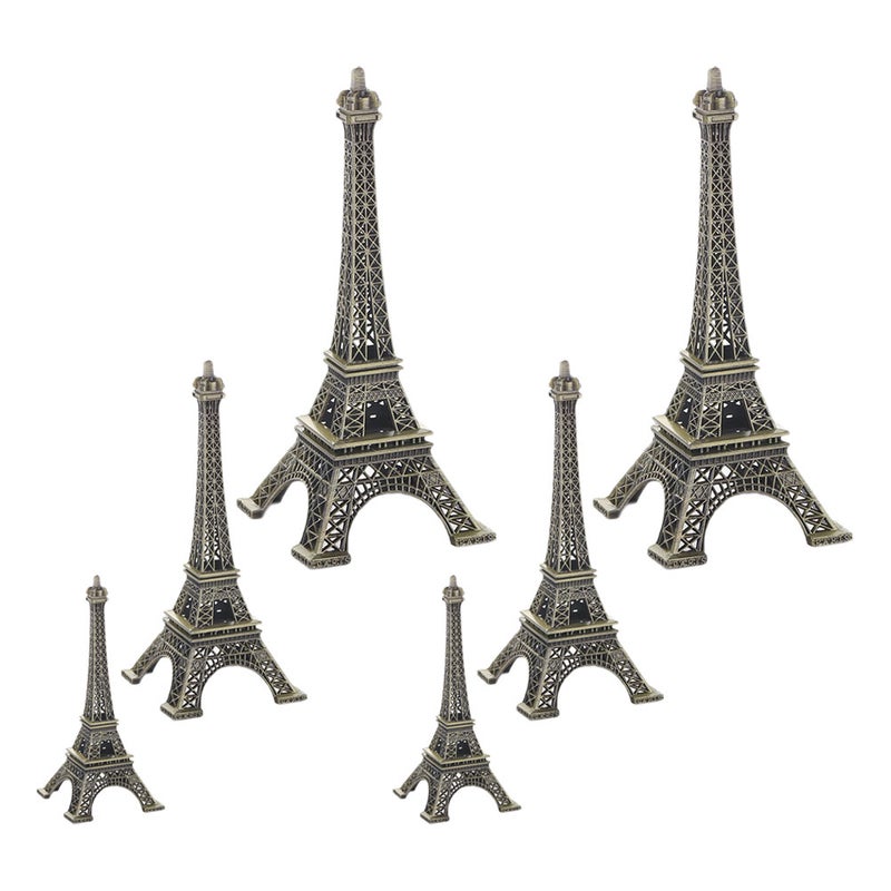 6pcs Alloy Mini Eiffel Tower Statue: Metal Eiffel Tower Figurine Vintage Desktop Ornament For Table Centerpiece Home Decoration Souvenir - Image 2