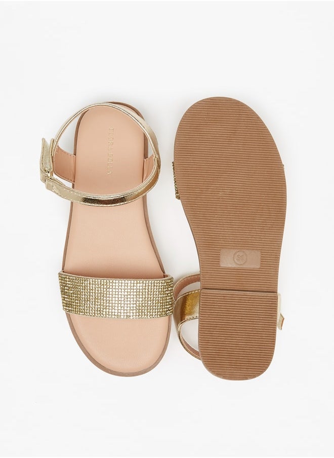 Flora Bella By Shoexpress - Girl's Embellished Sandals With Hook And Loop Closure - Image 1