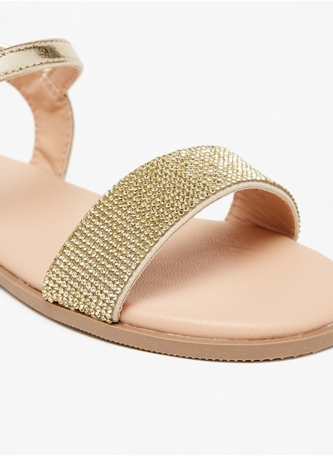 Flora Bella By Shoexpress - Girl's Embellished Sandals With Hook And Loop Closure - Image 1