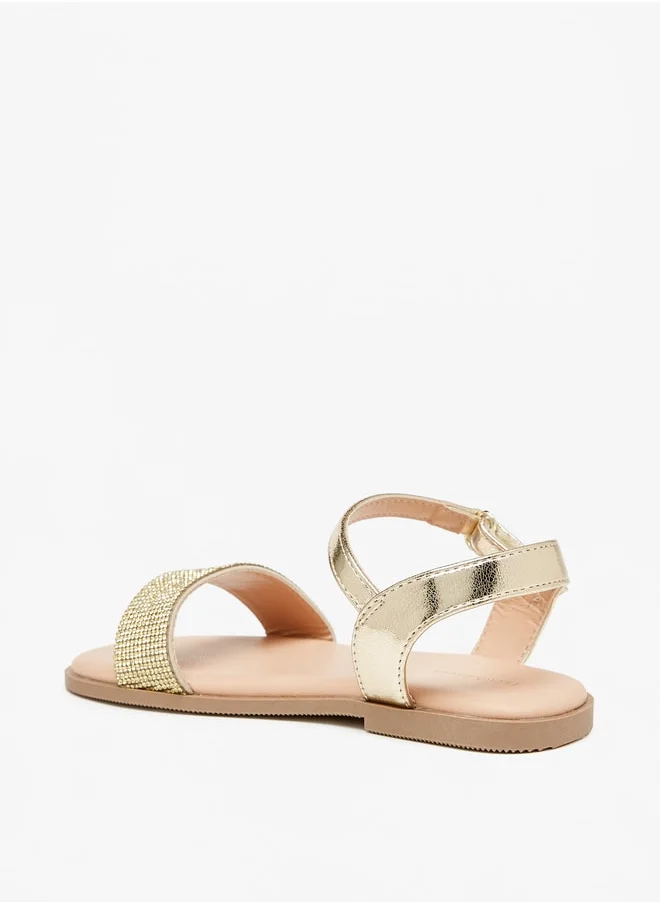 Flora Bella By Shoexpress Girl's Embellished Sandals With Hook And Loop Closure