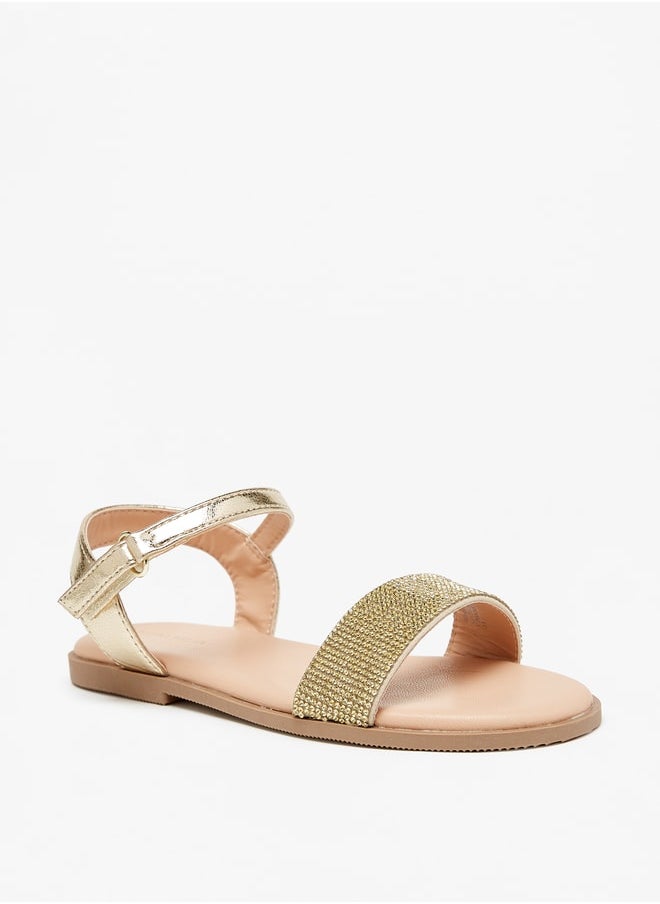 Flora Bella By Shoexpress - Girl's Embellished Sandals With Hook And Loop Closure - Image 1