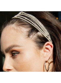 Ettika Hair Accessories. Gold Tone Plated Headband For Women. Delicate Crystal Dotted Golden Headband. Jewelry.  - Image 2