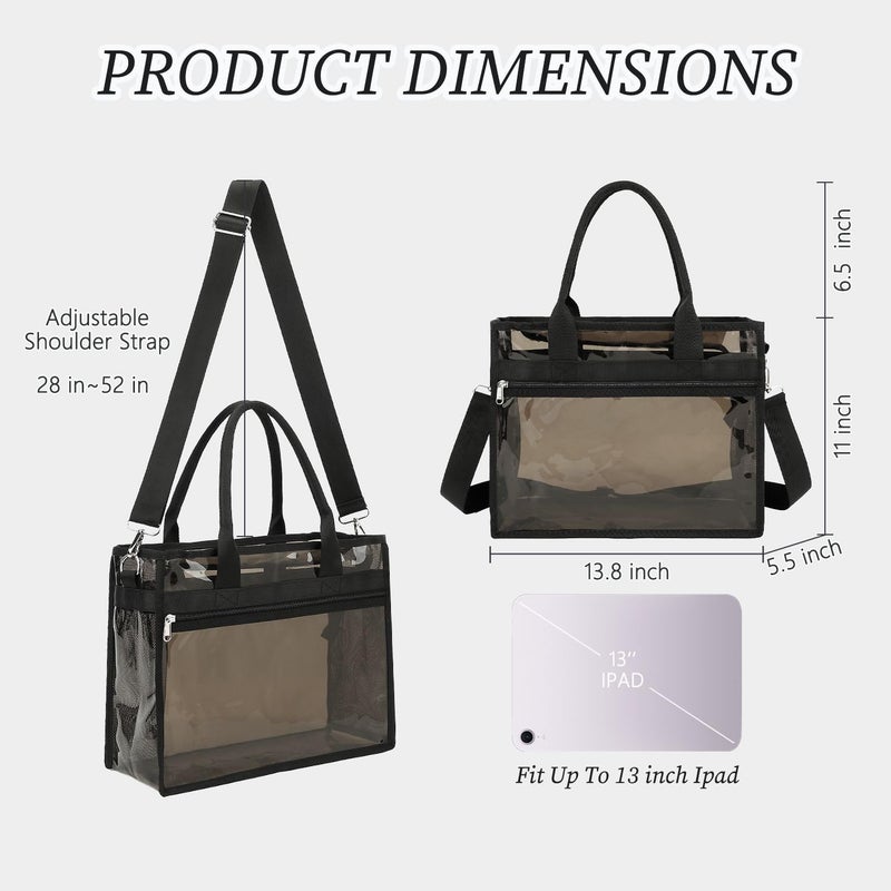 Fammart Clear Tote Bag for Women, Iridescent Crossbody Handbag, Clear Bag with Zipper Closure for Stadium Events, Concert, Work & Beach - Small - Jelly Black - Image 5