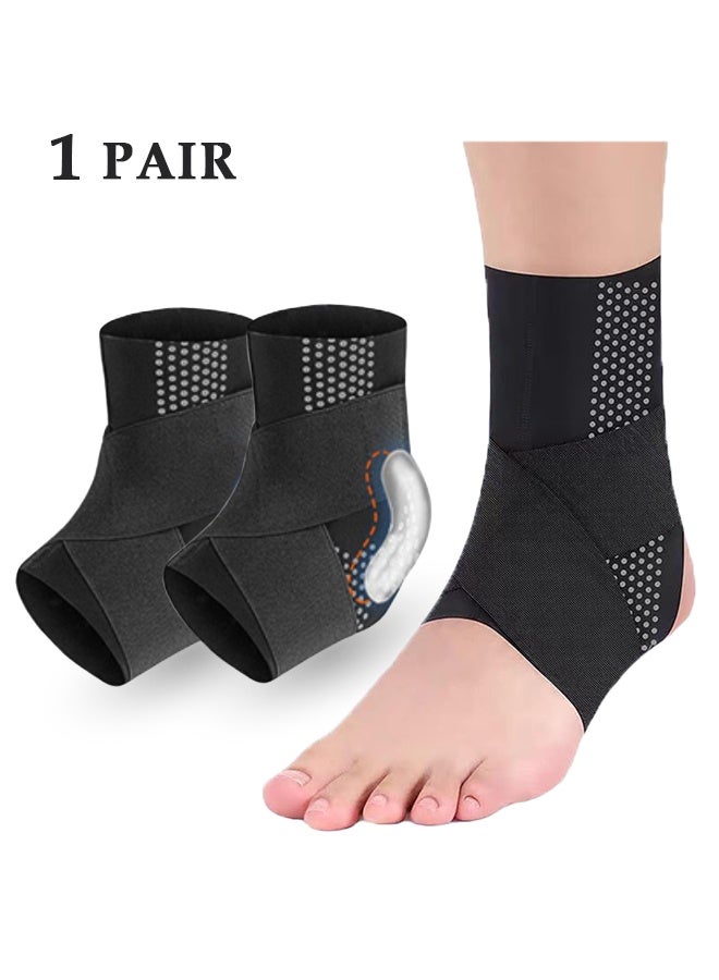 Generic 1 Pair Bandage Ankle Brace, Sleeve Ankle Support with Gel Pad, Silicone Ankle Sleeve Ankle Wrap & Ankle Brace for Plantar Fasciitis Relief, Ultra Thin Breathable Adjustable Ankle Wrap, Ankle Sleeve Strap Support(XL, Men's 7-10/Women's 8-11) - Image 1