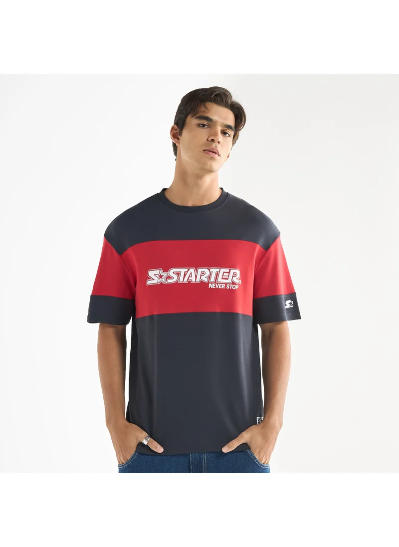FAV Starter Logo Print T-shirt with Short Sleeves and Crew Neck
