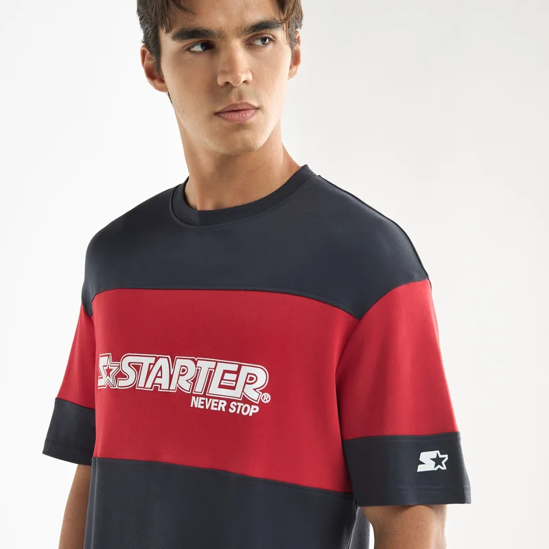 Splash FAV Starter Logo Print T-shirt with Short Sleeves and Crew Neck