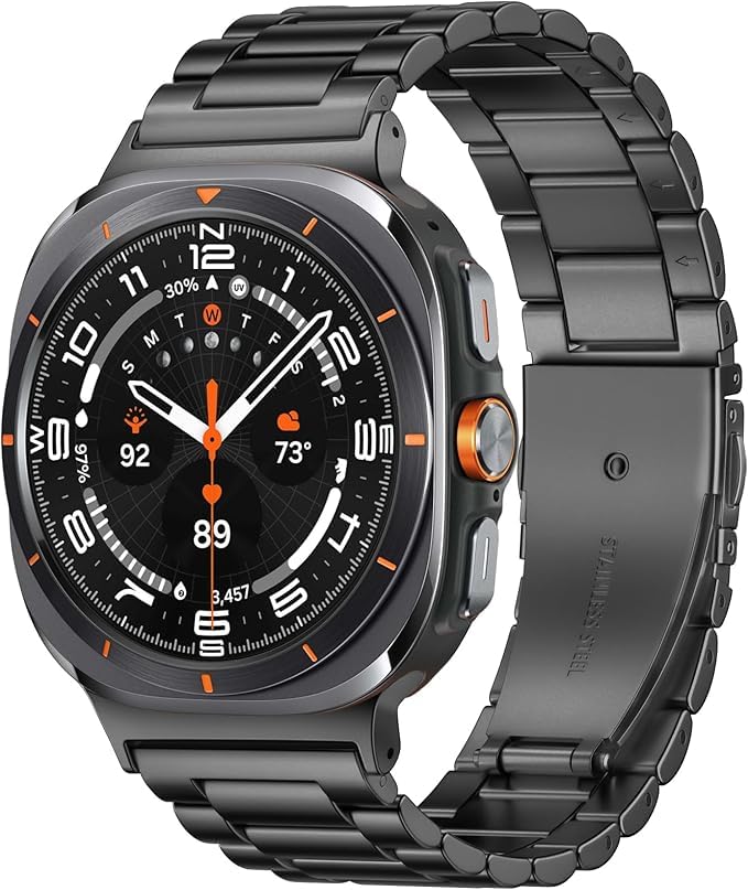 Galaxy Watch Ultra 47mm Stainless Steel Band – Black Classic Business Style Strap - Image 2