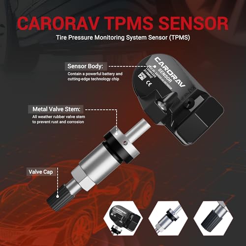 CARORAV TPMS Sensor GM, 4-Pack Tire Pressure Monitoring System Sensor Replacement for GM Chevy GMC Cadillac Buick, 315MHz OE Replaces for 13586335 13581558 13598771 13598772 - Image 5