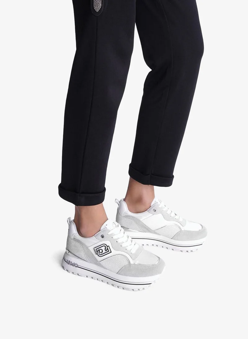 ليو جو سنيكرز جلد أبيض بمنصة