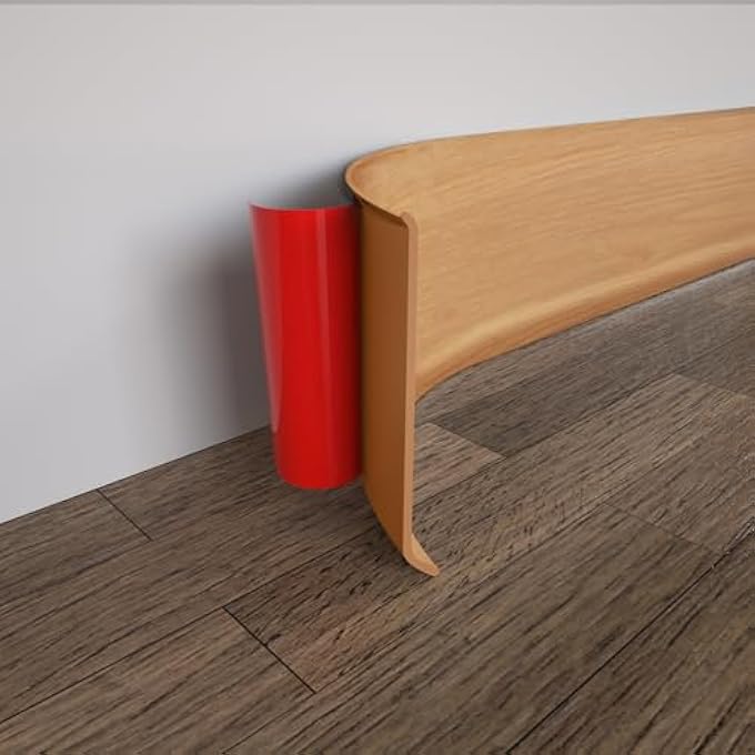 FLEXIBLE BASEBOARD MOLDING TRIM, 4 INCH X 20 FEET SELF-ADHESIVE VINYL WALL BASE COVE BASE, PEEL AND STICK RUBBER WALL BASE MOULDING TRIM(S100, NATURAL WOOD GRAIN) - Image 1