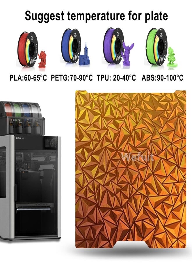 Wefuit JUUPINE H2D Build Plate 355x346mm Double Sided Chameleon PEO+Starry PEY Build Plate Flexible Removable Spring Steel Heated Printing Bed Platform for Bambu Lab H2D/H2D Laser 3D Printer - Image 4