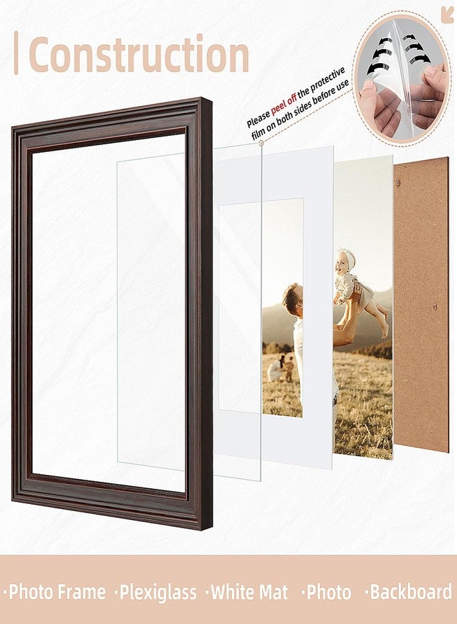 Gaevuian إطار صور عتيق من Gaevuian - زجاج شبكي ريفي عتيق مقاس 11 × 14 بوصة مع إطار داخلي مقاس 8 × 10 بوصة، للتعليق على الحائط، بني - Image 3