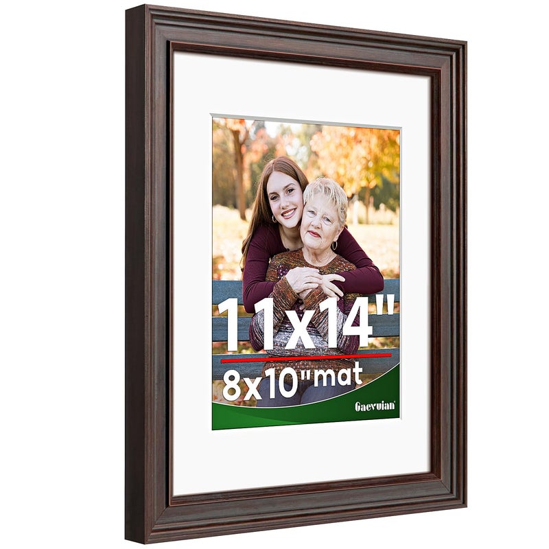 Gaevuian إطار صور عتيق من Gaevuian - زجاج شبكي ريفي عتيق مقاس 11 × 14 بوصة مع إطار داخلي مقاس 8 × 10 بوصة، للتعليق على الحائط، بني - Image 1