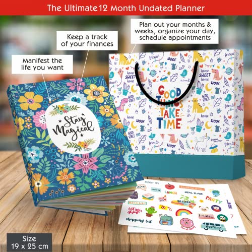Zaslan Stay Magical - Undated Daily Planner and Gratitude Journal | Schedule Your Day, Achieve Goals, Manage To-do List | Habit Tracker | 12 Months, 232 Pages + Free Sticker Year - 2026 (Mystic Meadow) - Image 2