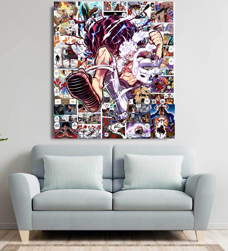 Moment Prints Luffy Colored Manga Collage Poster Set - Set of 20, 210 mm x 297 mm, Self Adhesive, Premium-Quality Posters, 300 GSM Paper, One Piece Posters, Monkey D. Luffy Poster (Luffy Manga) - Glue Dots Included, Cardstock  - Image 4