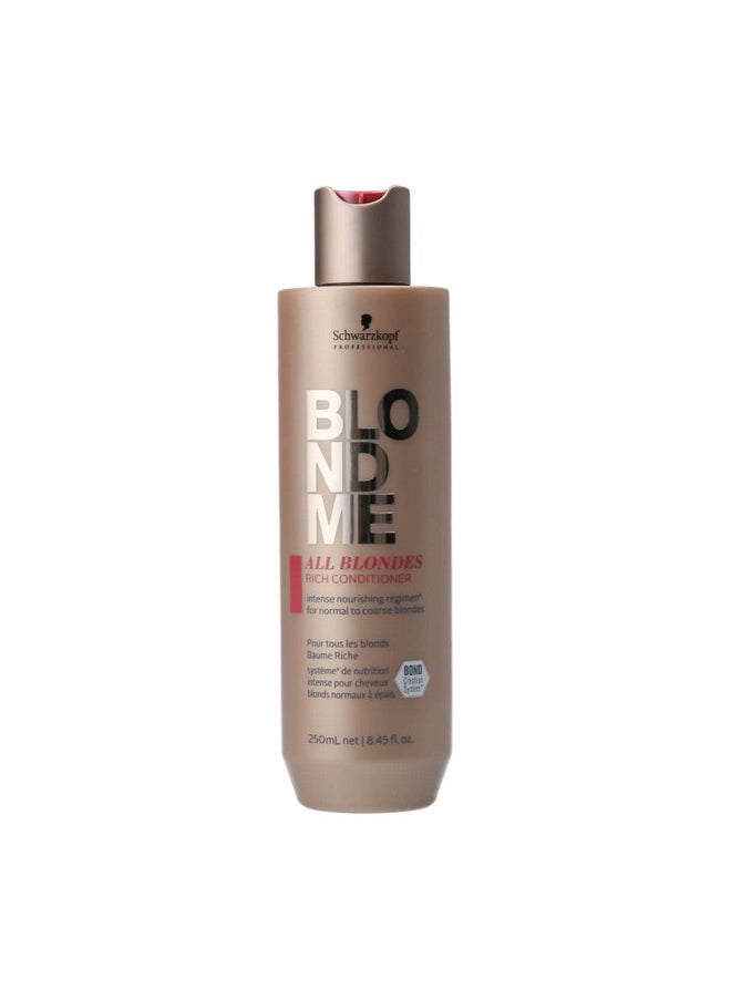 BlondMe - All Blondes Rich Conditioner Nourishing Daily Treatment Strength Elasticity And Shine For Normal To Coarse Color Treated And Natural Blonde Hair 250 Ml - Image 1