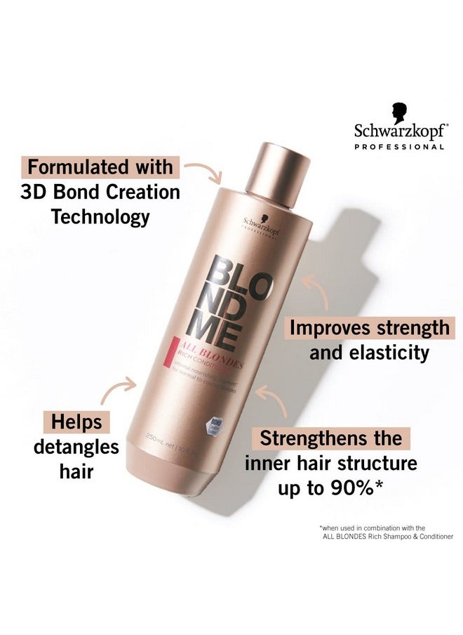 BlondMe - All Blondes Rich Conditioner Nourishing Daily Treatment Strength Elasticity And Shine For Normal To Coarse Color Treated And Natural Blonde Hair 250 Ml - Image 1