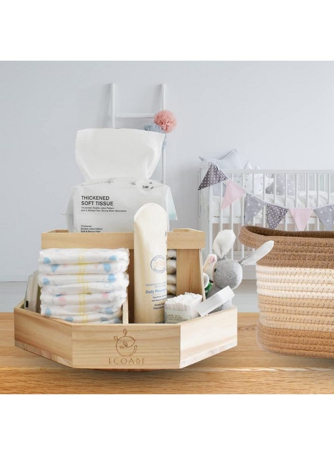 ECOADE Wooden Diaper Caddy Organizer - 360 Degrees Rotating Caddy with Removable Dividers, Nursery Diaper Organizer - Image 5