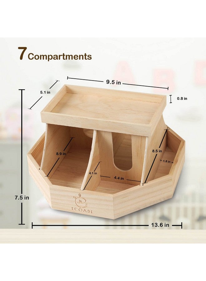 ECOADE Wooden Diaper Caddy Organizer - 360 Degrees Rotating Caddy with Removable Dividers, Nursery Diaper Organizer - Image 3