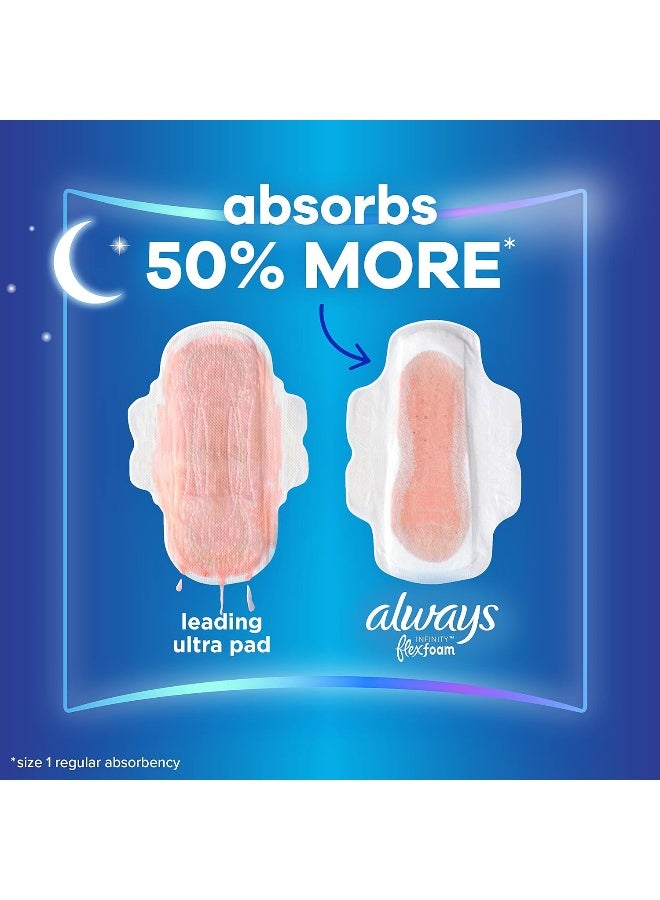 Always Infinity Feminine Pads For Women, Size 5 Extra Heavy Overnight Absorbency, Multipack, With Flexfoam, With Wings, Unscented, 22 Count x 3 Packs (66 Count total) - Image 3
