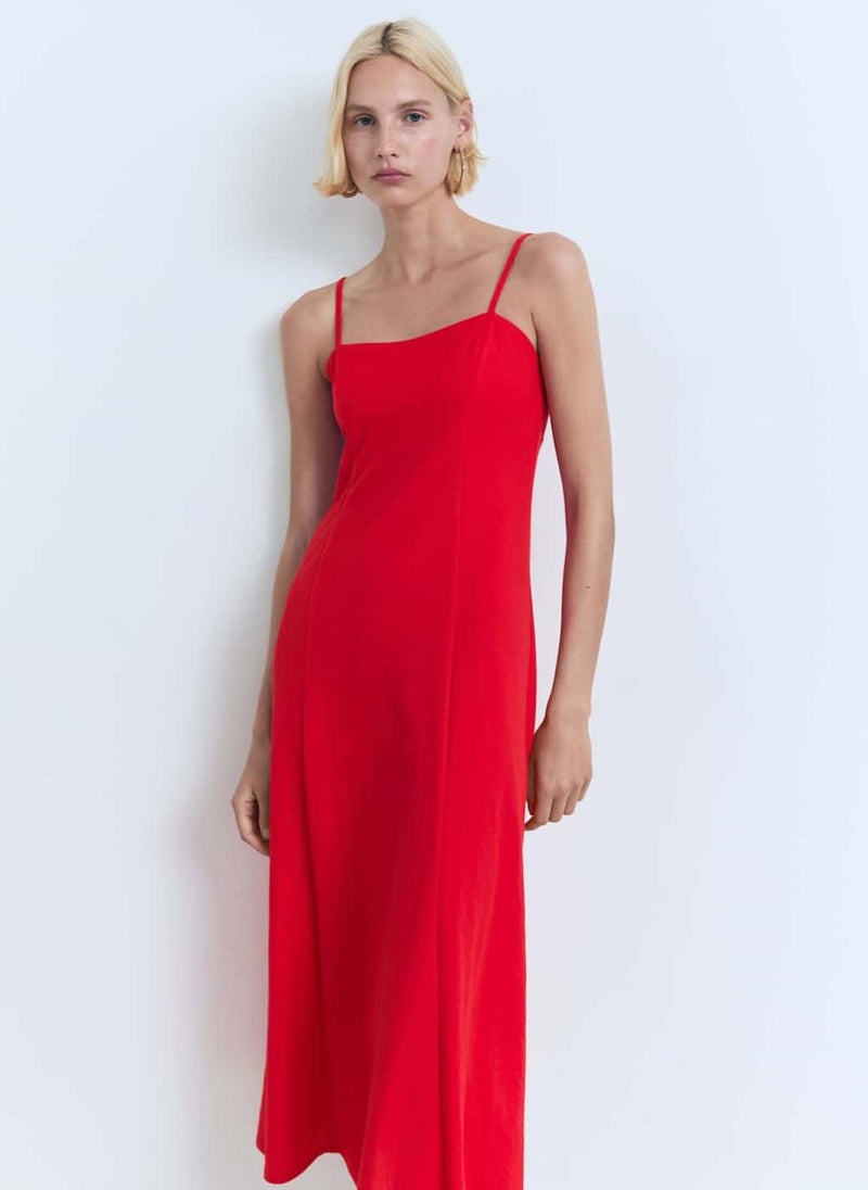 MANGO Red Midi Dress  - Image 4