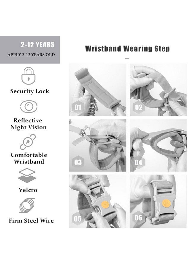 WSZCML Anti Lost Wrist Link,Toddler Harness Walking Leash with Induction Lock,Reflective Child Wrist Leashes for Baby,6.56ft Kids Leash for Supermarket Mall Airport Amusement Park Zoo Travel（ Black） - Image 5