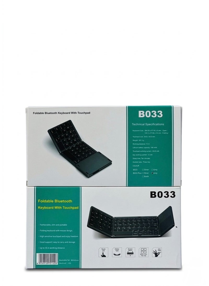 Ultra-Slim Foldable Bluetooth Keyboard with Built-in Touchpad - Portable Wireless Keyboard for iPad, Android, Windows & Laptops - Image 2