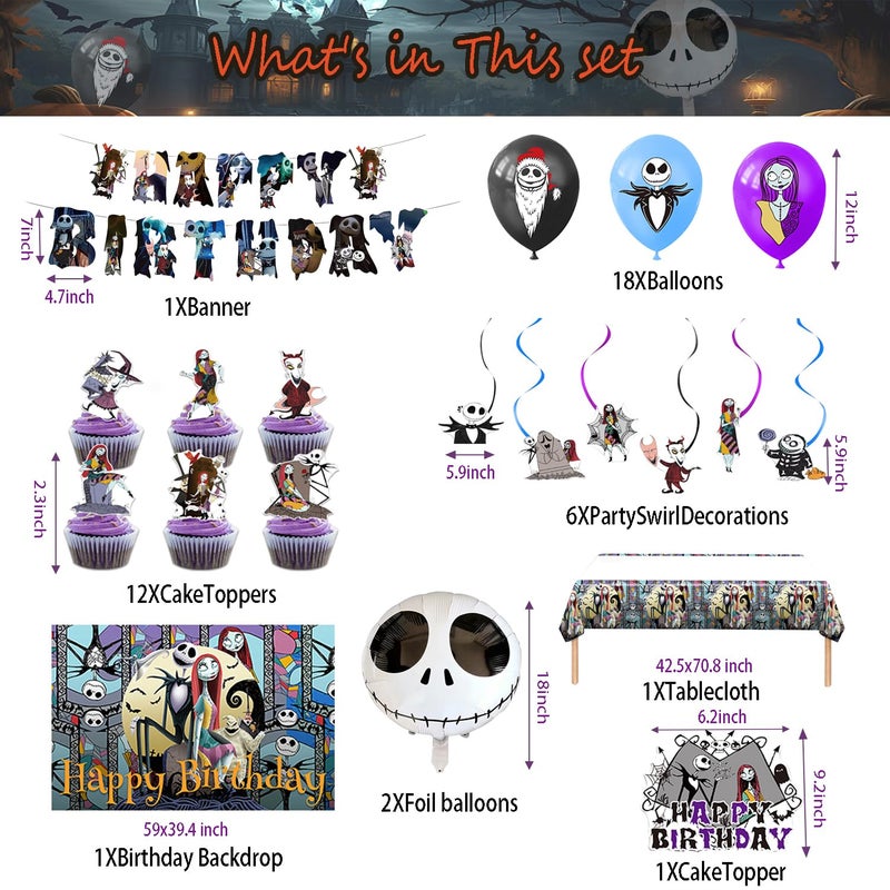 Mtgluk Birthday Party Decorations, Magical Wizard Pirate Halloween Horror Night Themed Party Supplies - Happy Birthday Banner, Balloons, Backdrop, Tablecloth, Cake Inserts Set-Black - Image 2