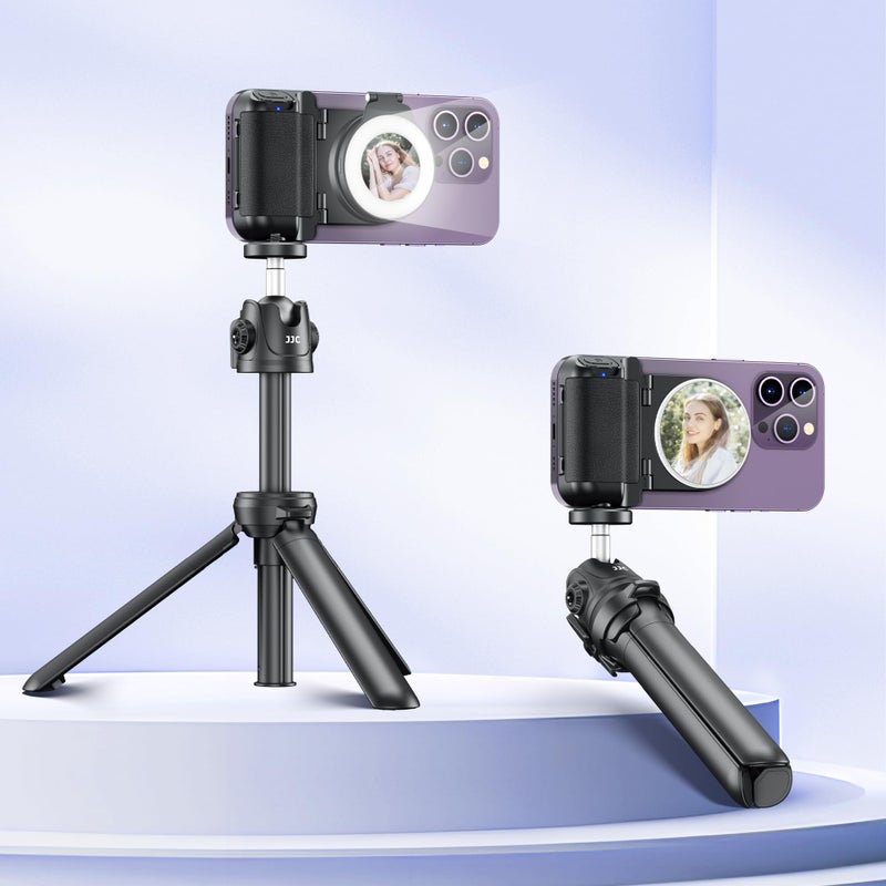 Kiorafoto Magnetic Smartphone Shooting Holder Phone Hand Grip Handle Snap On Phone Stand with Tripod Mount & Wireless Shutter Remote for iPhone 16 15 14 13 12 Pro Max Android Cellphone Vlog Video Photography - Image 3