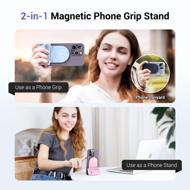Kiorafoto Magnetic Smartphone Shooting Holder Phone Hand Grip Handle Snap On Phone Stand with Tripod Mount & Wireless Shutter Remote for iPhone 16 15 14 13 12 Pro Max Android Cellphone Vlog Video Photography - Image 2