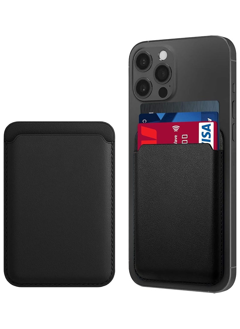 Generic - Magnetic Wallet Compatible with MagSafe for iPhone 16/15/14/13/12 Series, PU Phone Card Holder Compatible Apple wallet & Apple wallet MagSafe & Apple magsafe wallet & Magsafe Wallet iPhone 15/16/14/13/12 Magsafe Wallet iPhone 15/16/14/13  | iPhone Magsafe Wallet | Black - Image 1