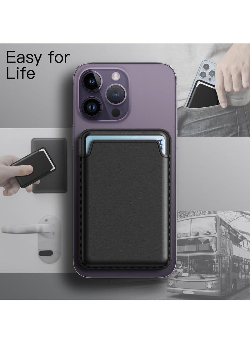 Generic - Magnetic Wallet Compatible with MagSafe for iPhone 16/15/14/13/12 Series, PU Phone Card Holder Compatible Apple wallet & Apple wallet MagSafe & Apple magsafe wallet & Magsafe Wallet iPhone 15/16/14/13/12 Magsafe Wallet iPhone 15/16/14/13  | iPhone Magsafe Wallet | Black - Image 1
