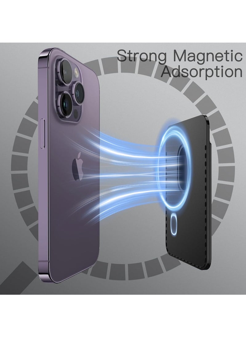 Generic - Magnetic Wallet Compatible with MagSafe for iPhone 16/15/14/13/12 Series, PU Phone Card Holder Compatible Apple wallet & Apple wallet MagSafe & Apple magsafe wallet & Magsafe Wallet iPhone 15/16/14/13/12 Magsafe Wallet iPhone 15/16/14/13  | iPhone Magsafe Wallet | Black - Image 1
