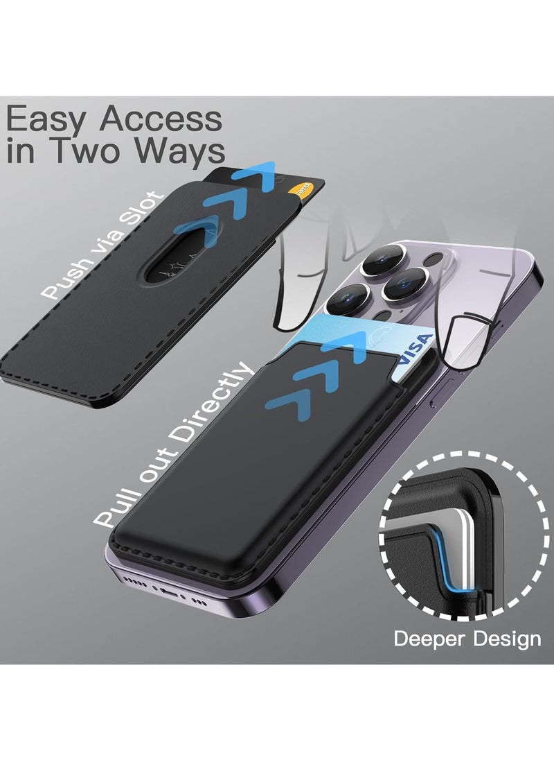 Generic - Magnetic Wallet Compatible with MagSafe for iPhone 16/15/14/13/12 Series, PU Phone Card Holder Compatible Apple wallet & Apple wallet MagSafe & Apple magsafe wallet & Magsafe Wallet iPhone 15/16/14/13/12 Magsafe Wallet iPhone 15/16/14/13  | iPhone Magsafe Wallet | Black - Image 1
